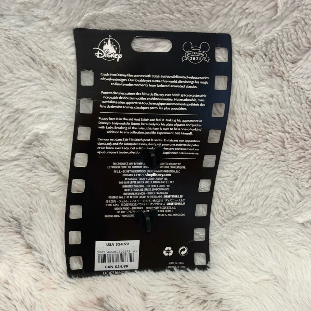 Disney Store Stitch Crashes Lady and the Tramp Pin Series 2 of 12 NEW - Picture 2 of 2